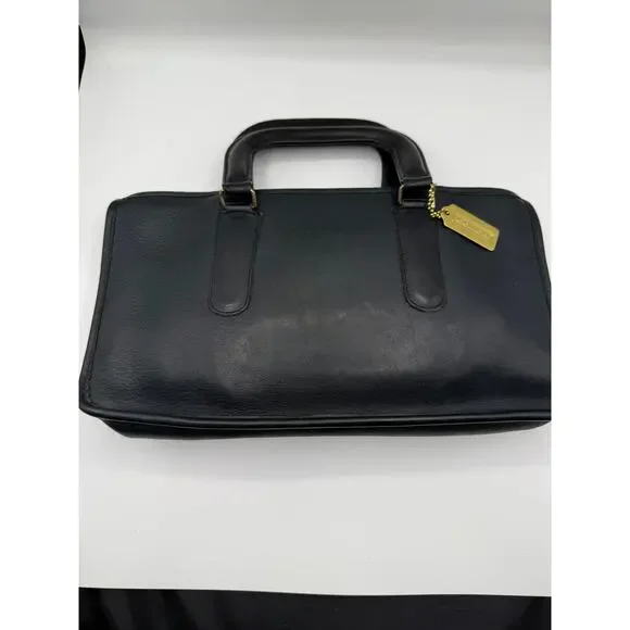 RARE NYC Vintage Coach Navy Slim Satchel Bonnie Cashin Era + Brass Tag - Picture 7 of 14